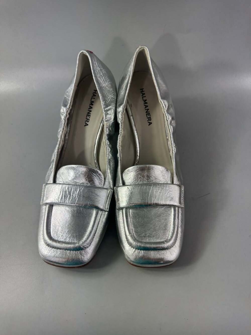 Halmanera Made in Italy Metallic Silver Blocked Heel Shoes, Size 39 - Picture 4 of 14